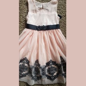 Blush Pink& Black Girl's Dress